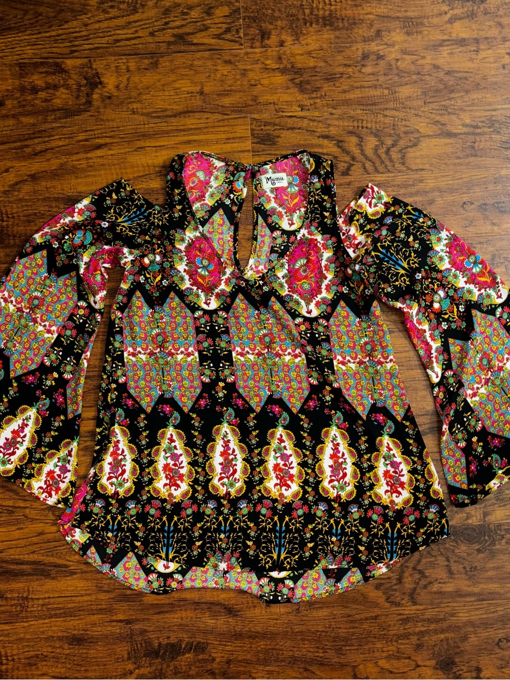 Show Me Your Mumu Bell-Sleeve Blouse Paisley Retro Cold Shoulder Top Floral Boho
